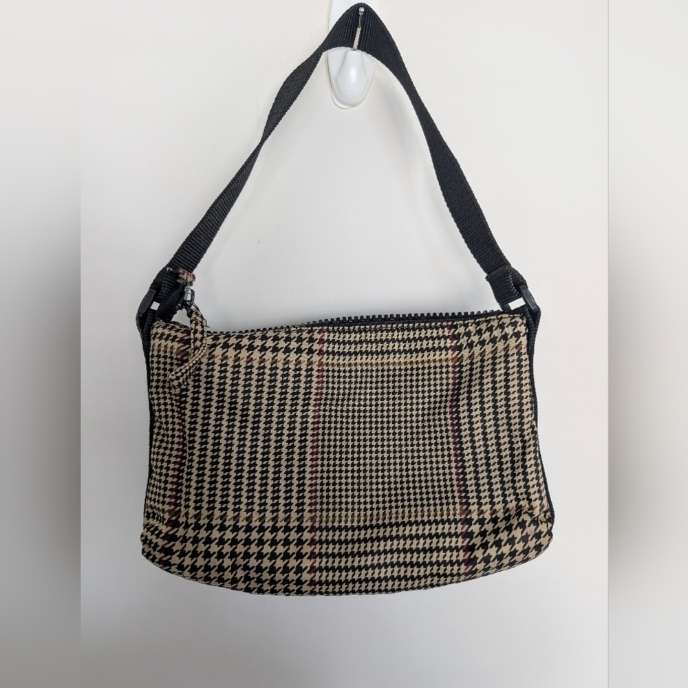 Lauren Ralph Lauren Tan Black Houndstooth Plaid Shoulder Bag Y2K Small Classic - Picture 6 of 14